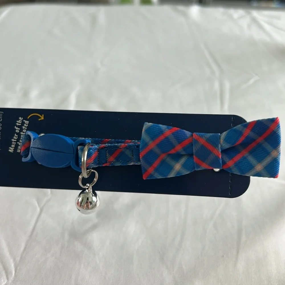 Youly The Classic Blue Plaid Bow Breakaway Kitten (XS)/Cat Collar (S/M)